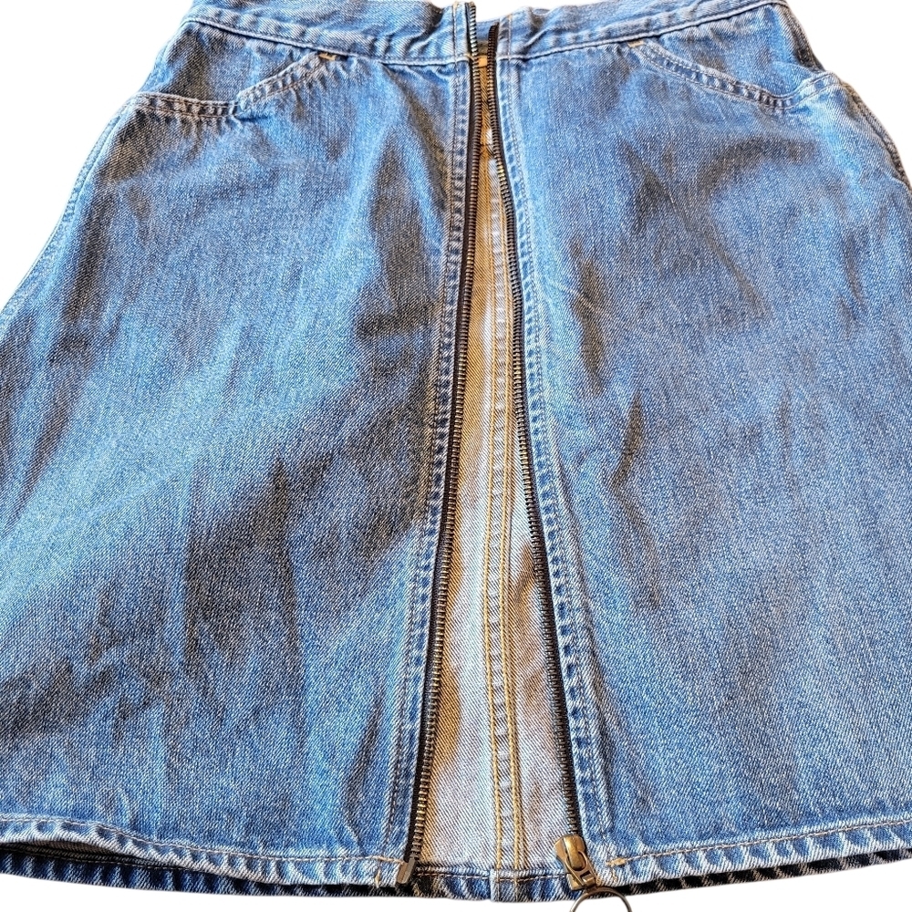 Levis Premium Orange Tab Zipper Front Denim Skirt - Picture 3 of 10